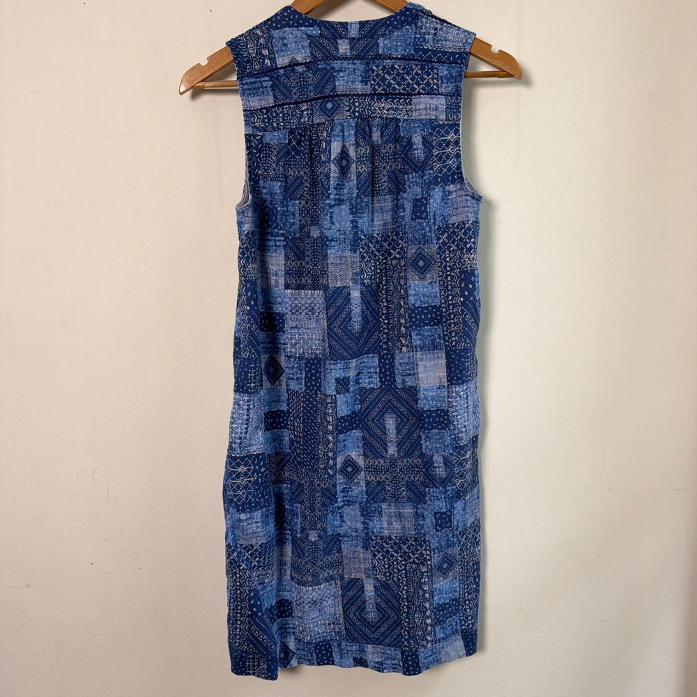 J. McLaughlin Sleeveless Patchwork Print Shift Dress Blue Small Excellent - Picture 2 of 7